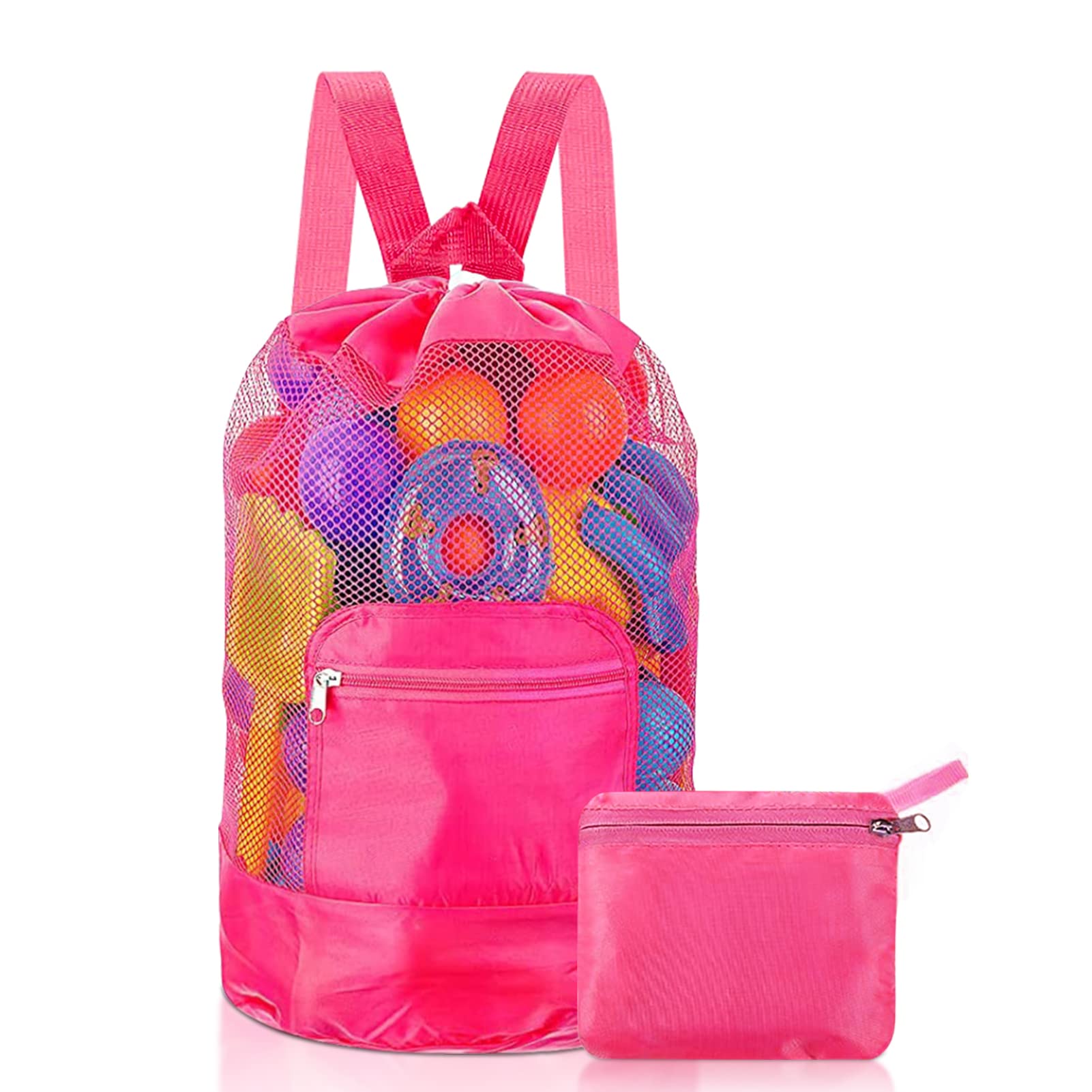 Bolsa Playa Juguetes Malla, Bolsa de Almacenamiento de Juguetes de Arena Bolsa Plegable Malla de Playa para Niños, para al Aire Libre Natación Piscina Viajes Toallas Juguetes (rojo)