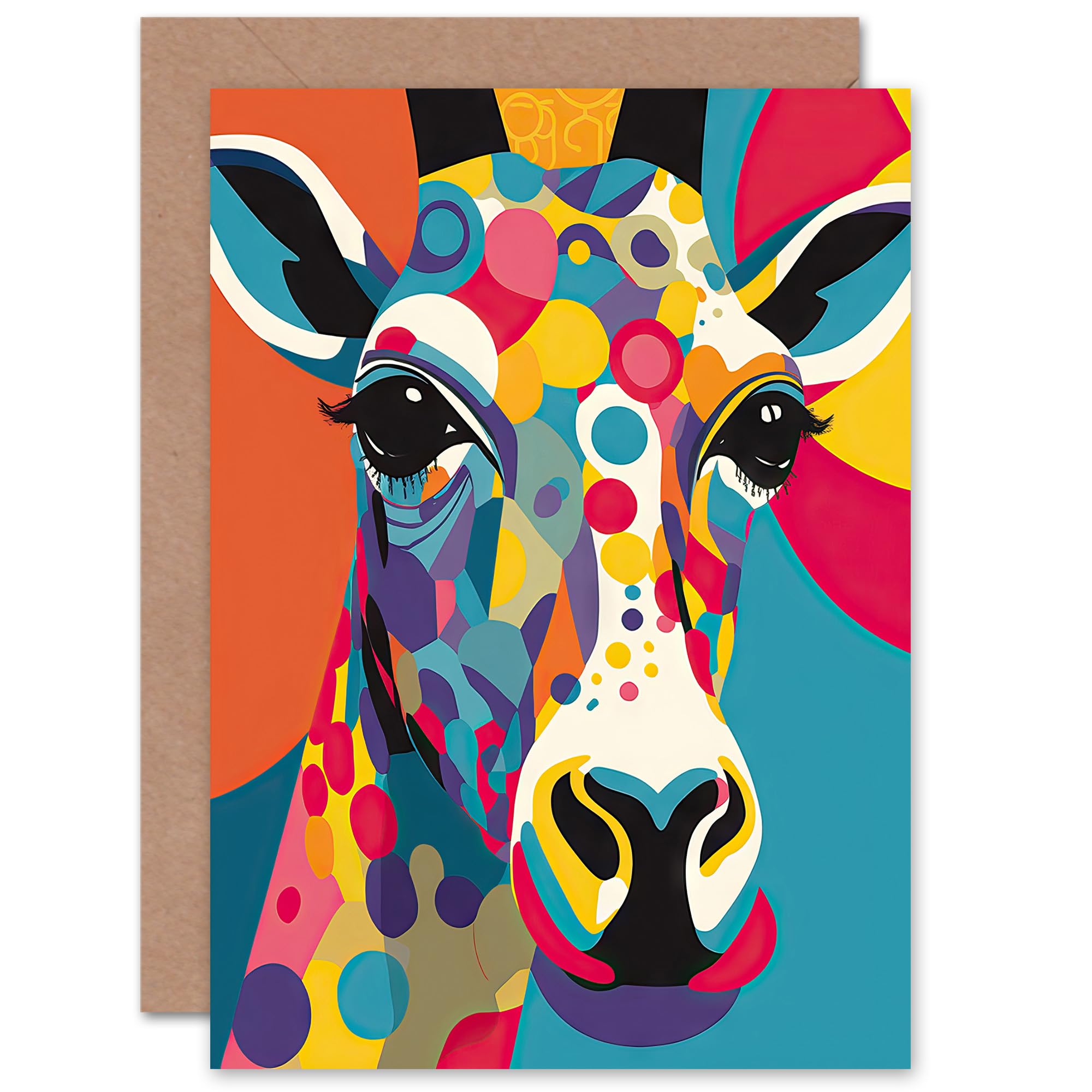 Artery8 Colourful Giraffe Child Children Kids Birthday Daughter Son Toddler Baby Blank Art Greeting Card