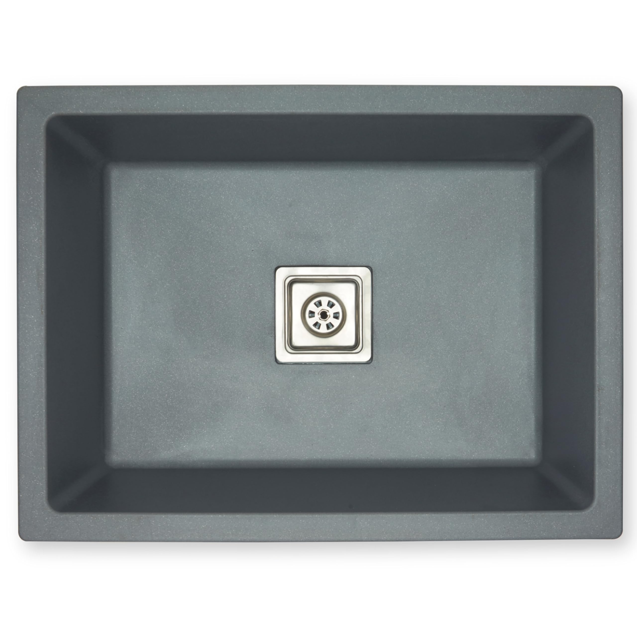 Jd9 Premium Granite Quartz Single Bowl Kitchen Sink With Hose Pipe And Square Coupling-Flush Mount/Under Mount/Top Mount (Greystone - 24 X 18 Inches) - Polished