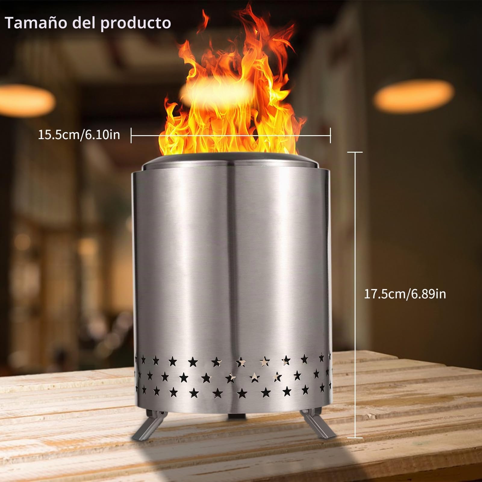 Aoresac Brasero de Mesa con Soporte, Mini Fuego Exterior de Acero Inoxidable con Bajo Humo para Ciudad, suburbio, Patio Trasero con Bolsa de Viaje,6.10×6.10×6.89inch
