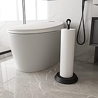 Vista 7 de Soporte de papel higiénico con soporte de pie resistente a la oxidación, soporte de almacenamiento de papel higiénico de metal para el baño, soporte