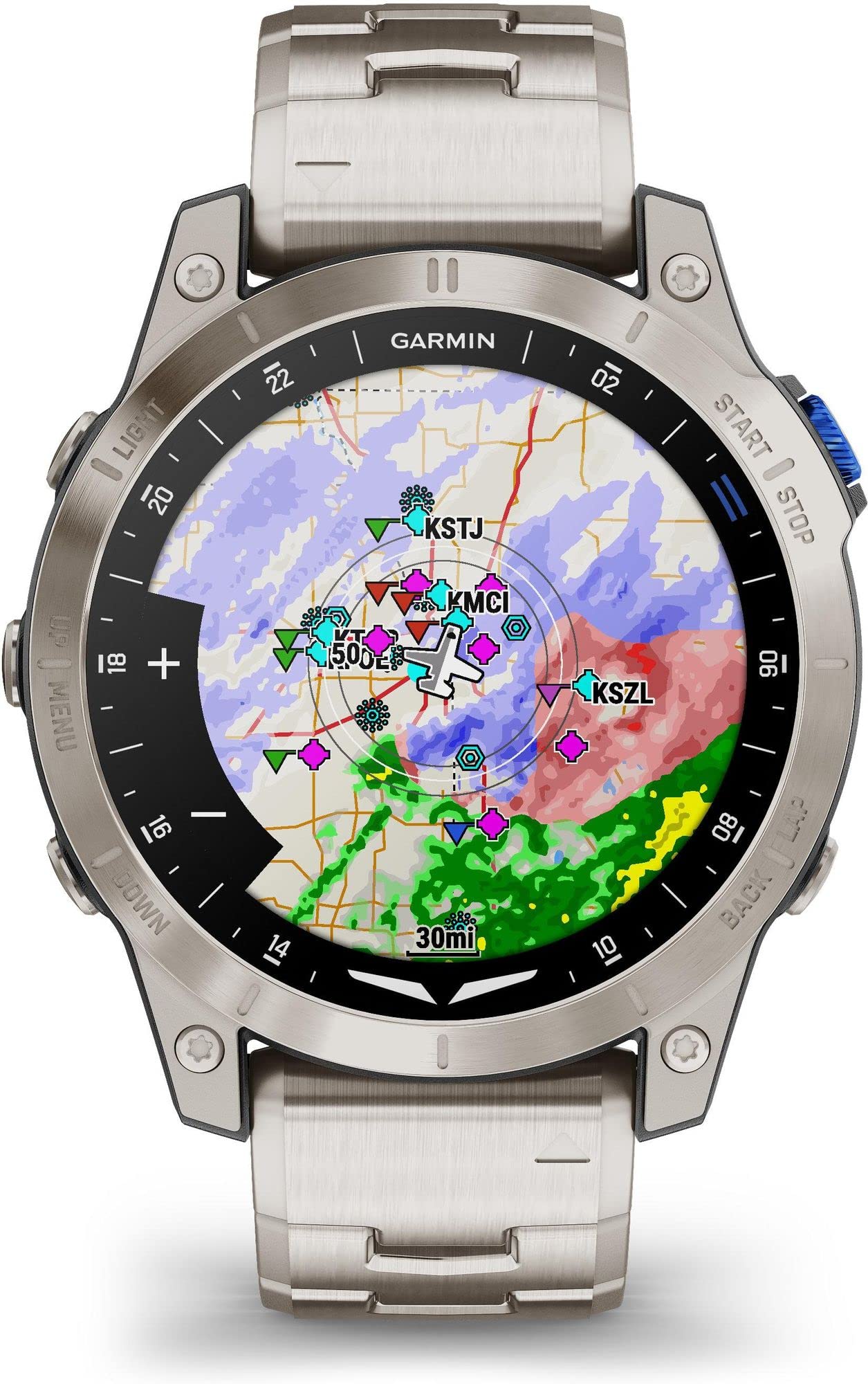 Garmin D2 Mach 1 Aviator Smartwatch with Vented Titanium Bracelet Bracciale Titanio E Silicone