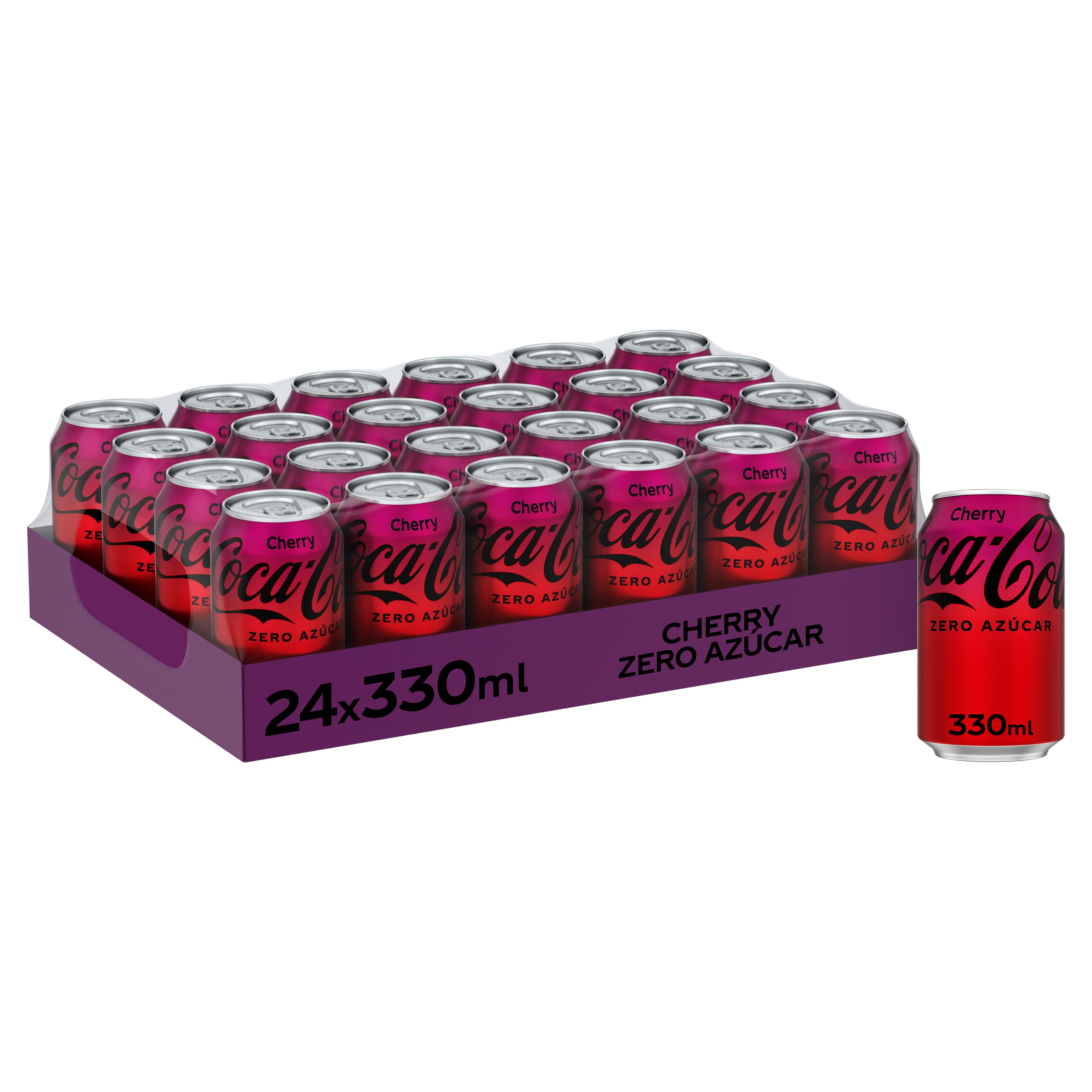 Coca-​Cola Zero, Refresco de Cola sin Azúcar Sabor Cherry - Pack 24 latas de 330 ml