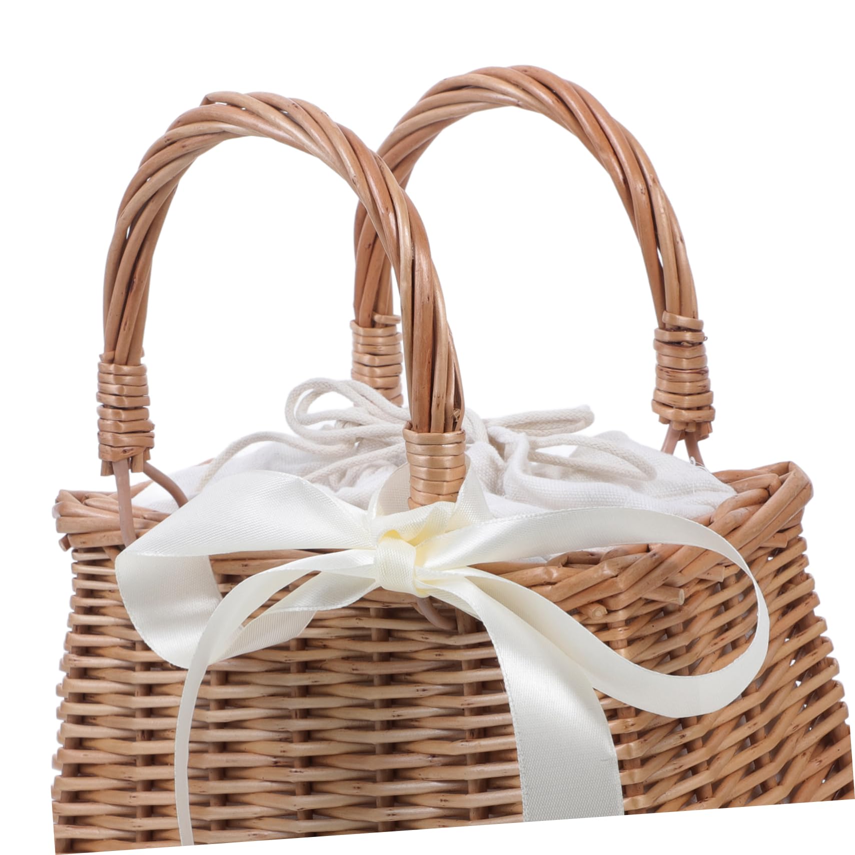 SOLUSTRE Blumenkorb und Henkel Kleiner mit Rattan Quadratischer aus Handgewebt Dekorativer Geschenkkorb Hochzeit Baumwollstoff für Heimdekoration