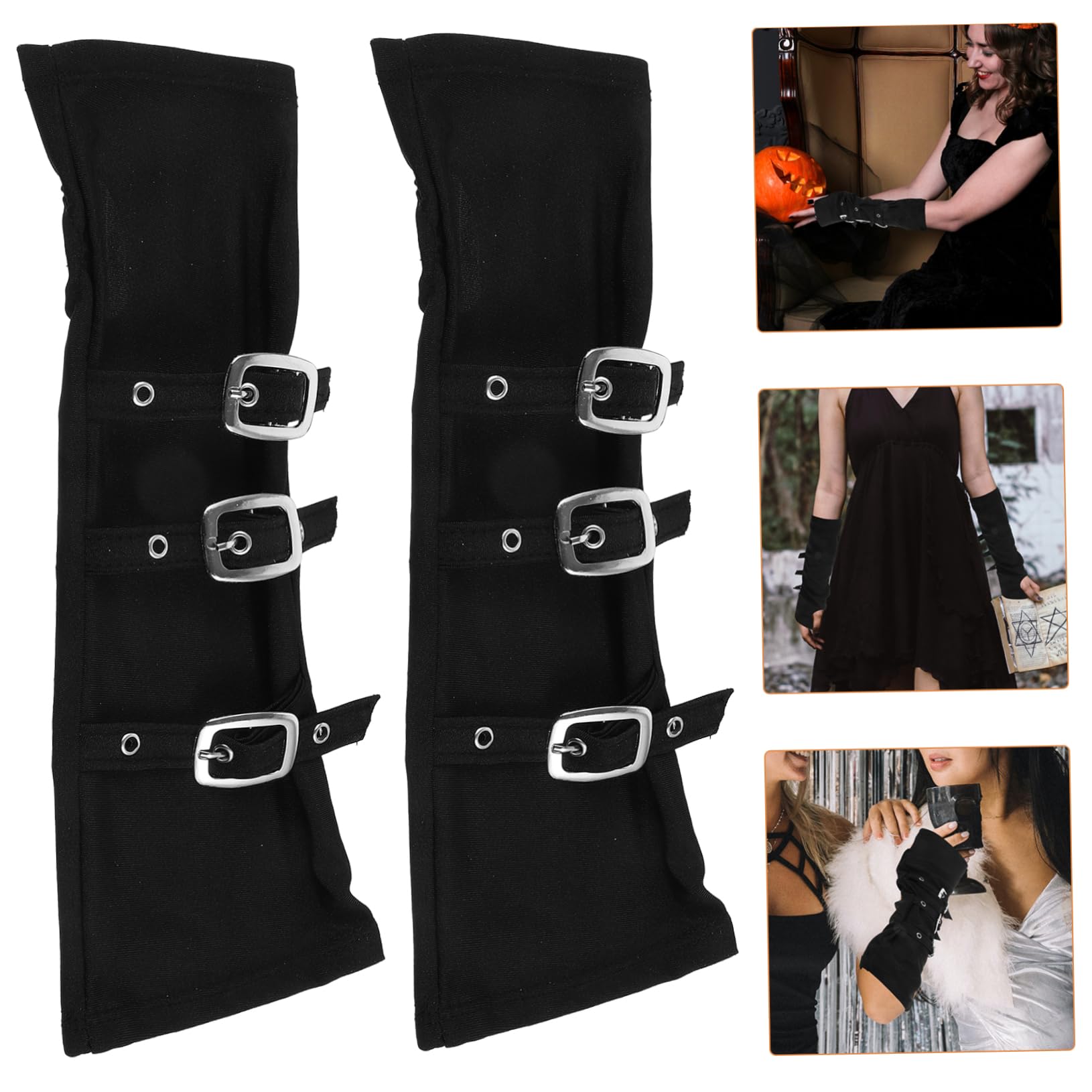 GAROZATION 1pair Halloween Cosplay Arm Guards Bracers Unisex Vintage Punk Knight Wristband for Role-Playing Costume Parties and Themed Events Unique Props for Halloween Celebrations Black