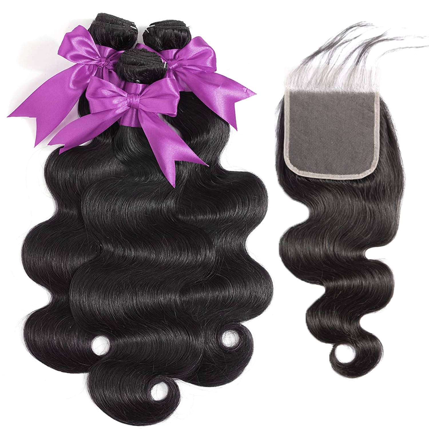 Body Wave Bundles 10A 3 Bundles With Closure Human Hair 100% Unprocessed Brazilian Virgin Raw Hair Bundles Extensions Double Weft Sew Weave Bundles Human Hair Natural Color Deals（18 20 22+16） image 2