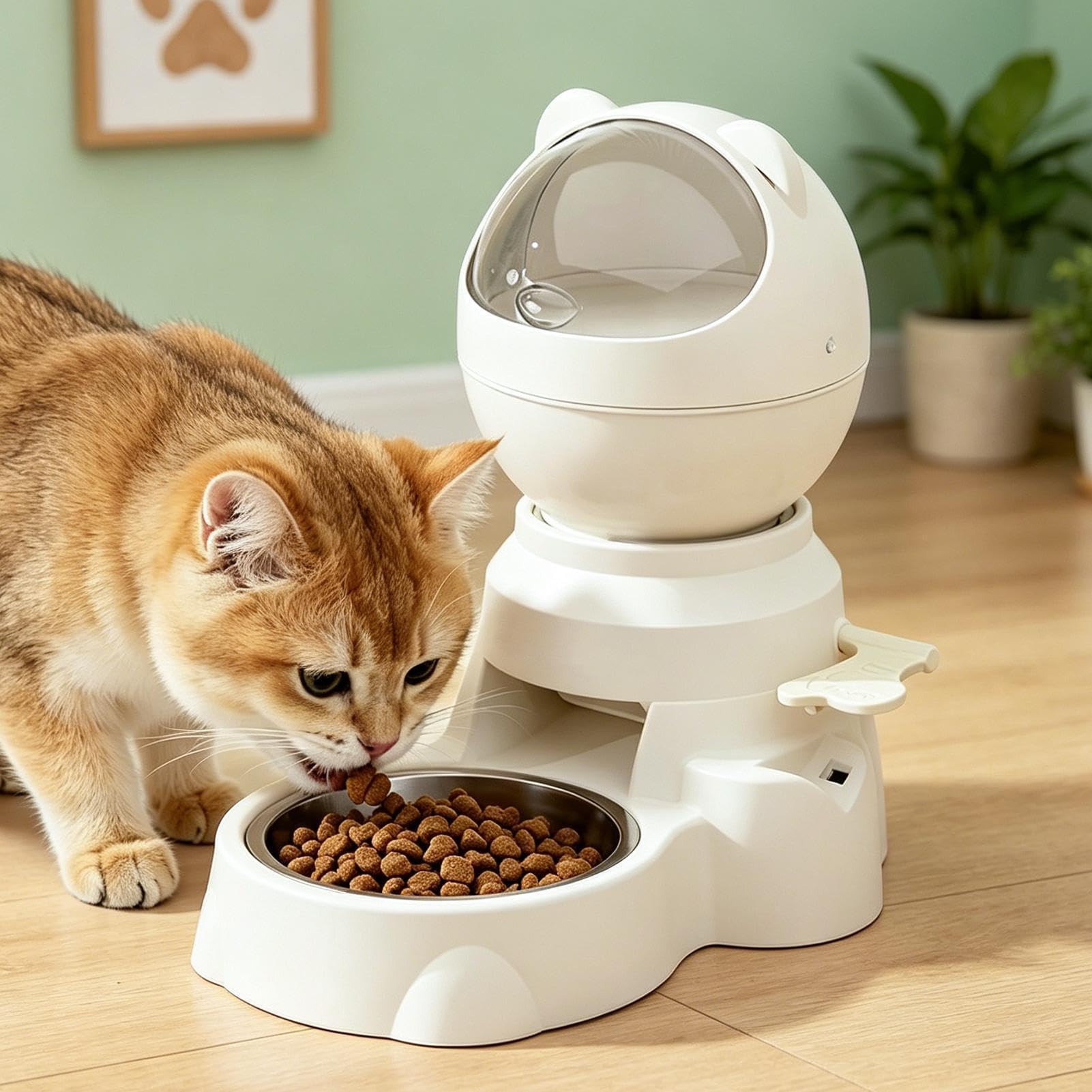 Comedero automático para mascotas, dispensador de alimentos de 1,5 L para perros y gatos, plato de entrenamiento de memoria para gatitos y cachorros, ideal para uso en interiores y exteriores, viajes
