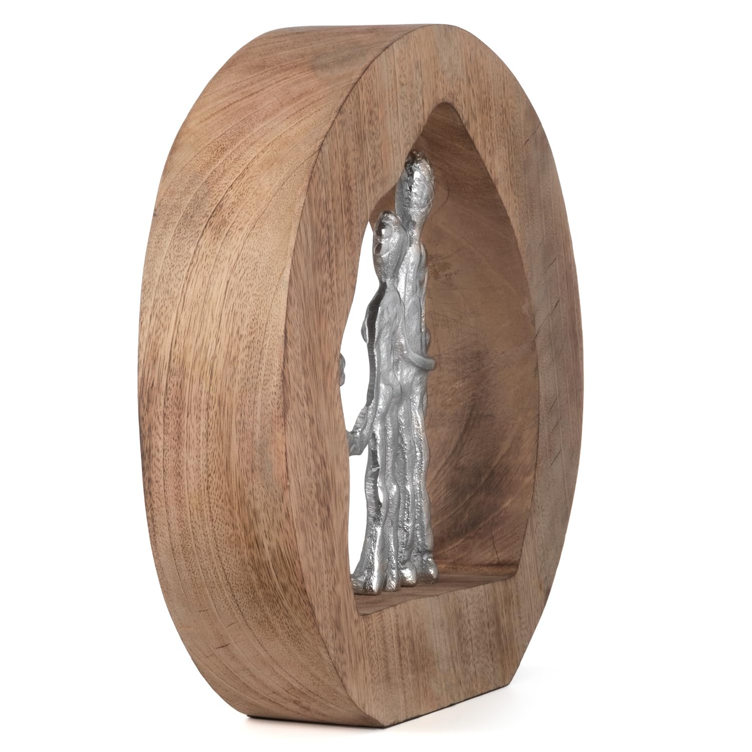 Moritz Skulptur Family Familie 4 Personen 28 cm Mangoholz – Dekofigur | Handgefertigtes Unikat aus Holz und Metall, Symbol für Geborgenheit, Geschenk zur Geburt, Hochzeit oder zum Muttertag