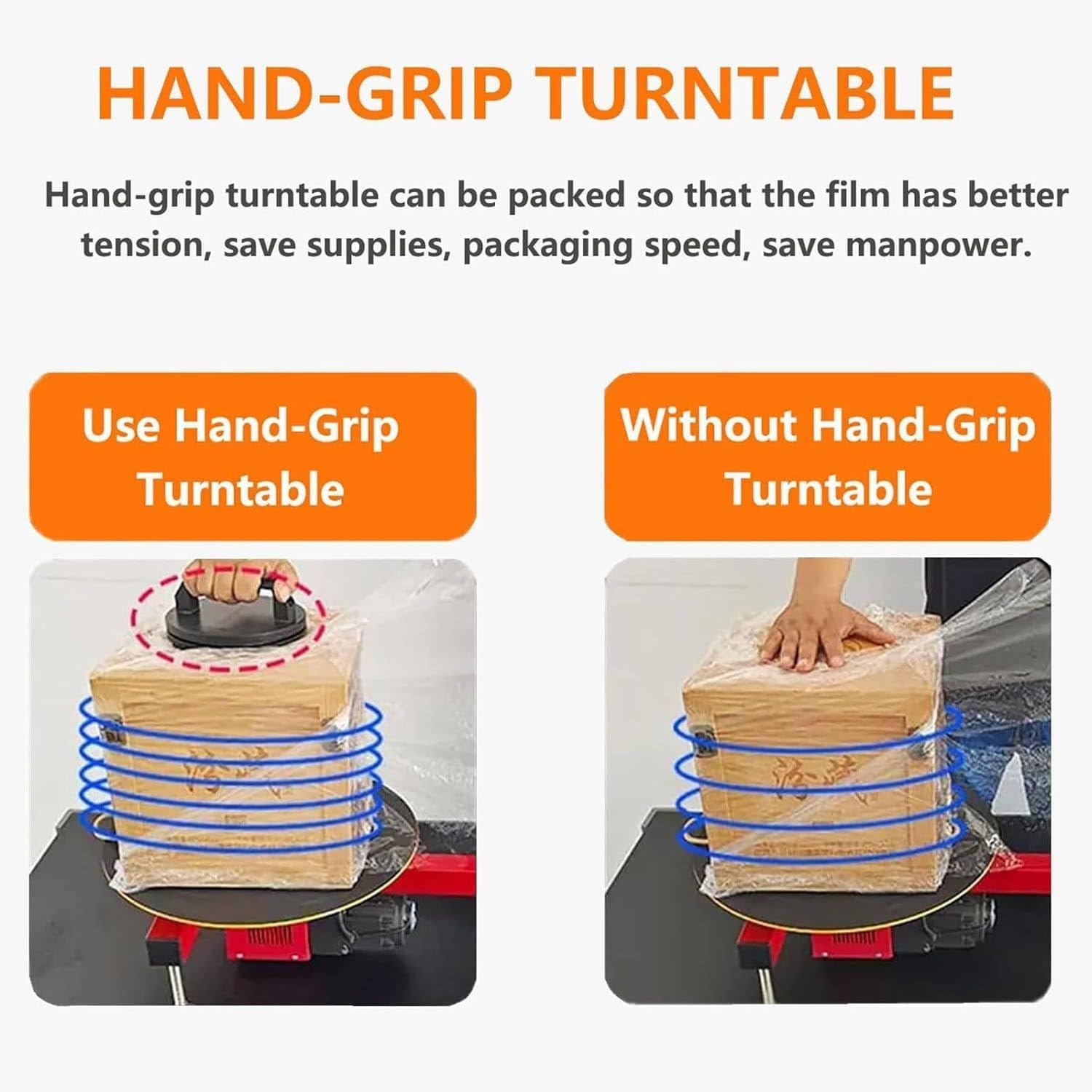 Electric Stretch Film Wrapping Machine, High-Speed Pallet Wrapping Dispenser with Turntable for Secure Packaging