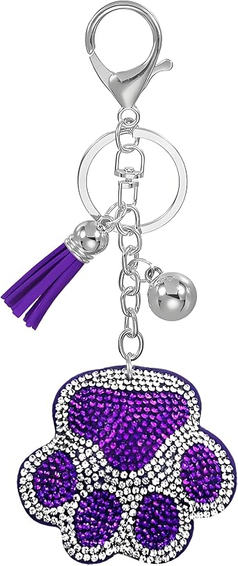 coadipress Crystal Cat Dog Claw Keychain Rhinestone Pet Lovers Gift Purse Car Keys Handbags Charms