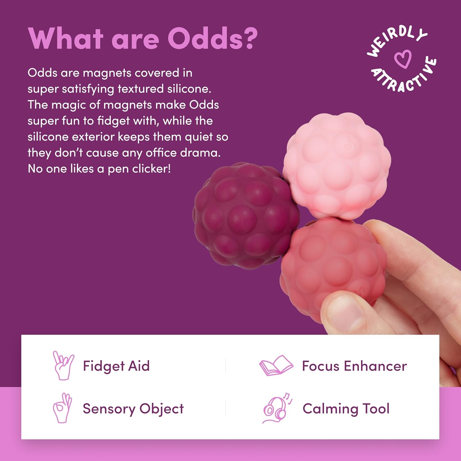 Speks Odds Soft Silicone Fidget Magnets | Silent Stress Relief Toys | Textured Magnetic Balls for Adults & Teens 14+ | Purple