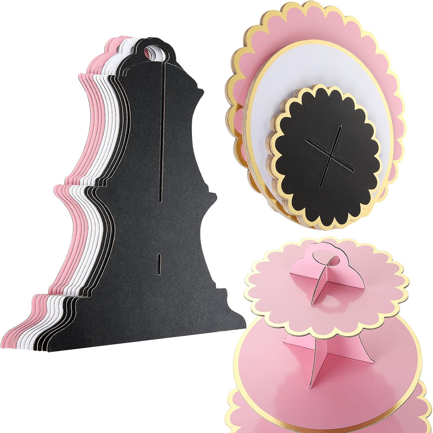 JMIATRY 6 Pcs Cardboard Cupcake Stand 3 Tier, Multicolor Cake Stands, Afternoon Tea Stands Cardboard - Image 4