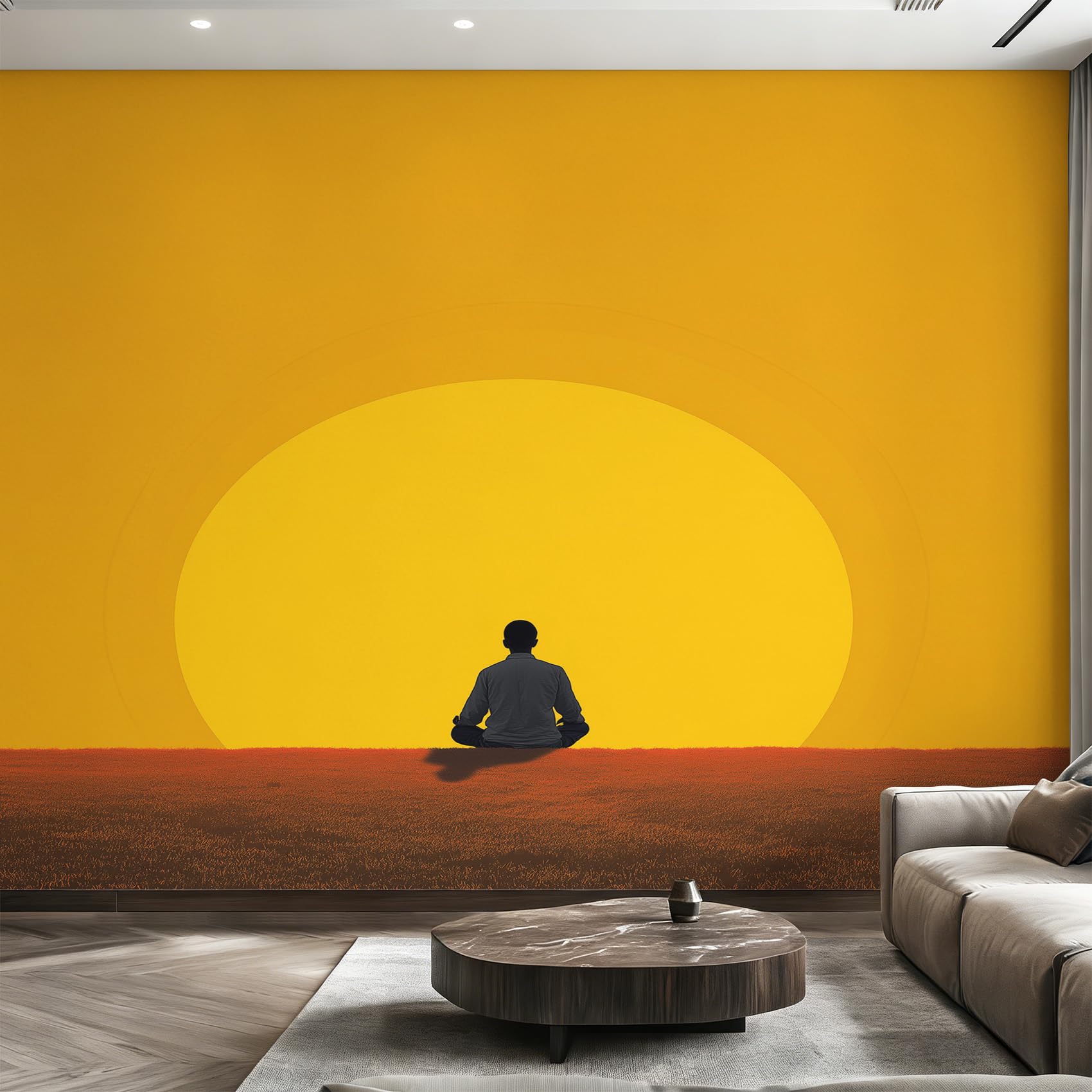 Generico Carta da Parati Meditazione per Camera da Letto, Fotomurali Sole Zen Boho, 300 x 210 cm Carta Parati Tessuto non Tessuto, Soggiorno Decorazioni Parete K-MZ&14