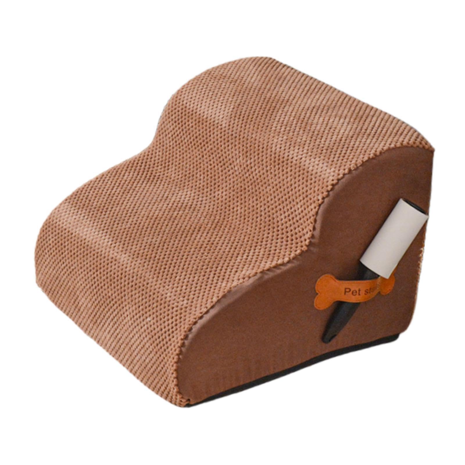Escaliers pour Chiens 40cm 2 Marches Antidérapant avec Couverture Lavable pour Monter Canapé et Lit- CafÉ