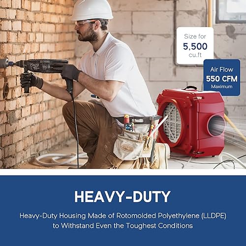 Miniatura 5 de ALORAIR Limpiador de aire con filtración de 3 etapas, máquina de aire negativo apilable para uso industrial y comercial, limpiador de aire de