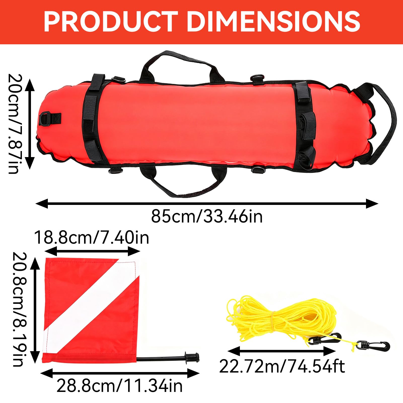 Galleggiante da Immersione con Bandiera, Galleggiante da Pesca Subacquea Boa da Nuoto Galleggiante Bandiera da Immersione Boa di Segnalazione di Superficie Boa di gonfiaggio a
