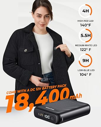 Graphene Heated Jackets for Women with 12V 18400mAh Battery Pack, womens heated jacket with Sherpa Fleece Lined
