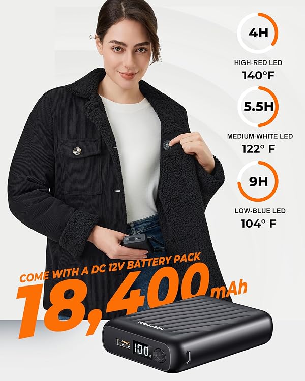 GOTOBI Graphene Heated Jackets for Women with 12V 18400mAh Battery Pack, womens heated jacket with Sherpa Fleece Lined by GOTOBI - Image 4