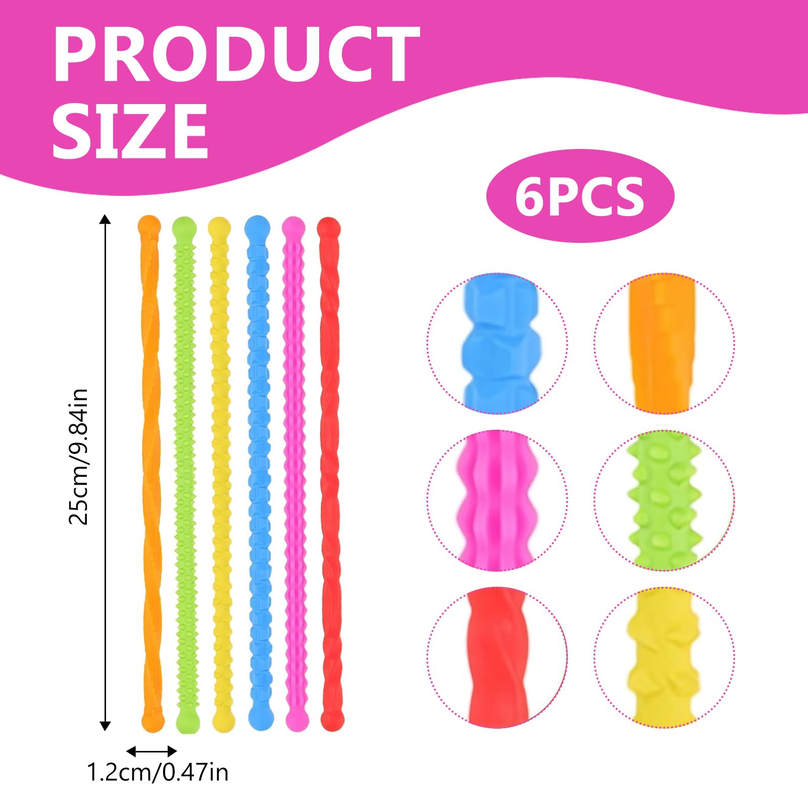 Adult Sensory Fidget Sticks, 6 Pcs Stress Relief Fidget Toys - Image 2
