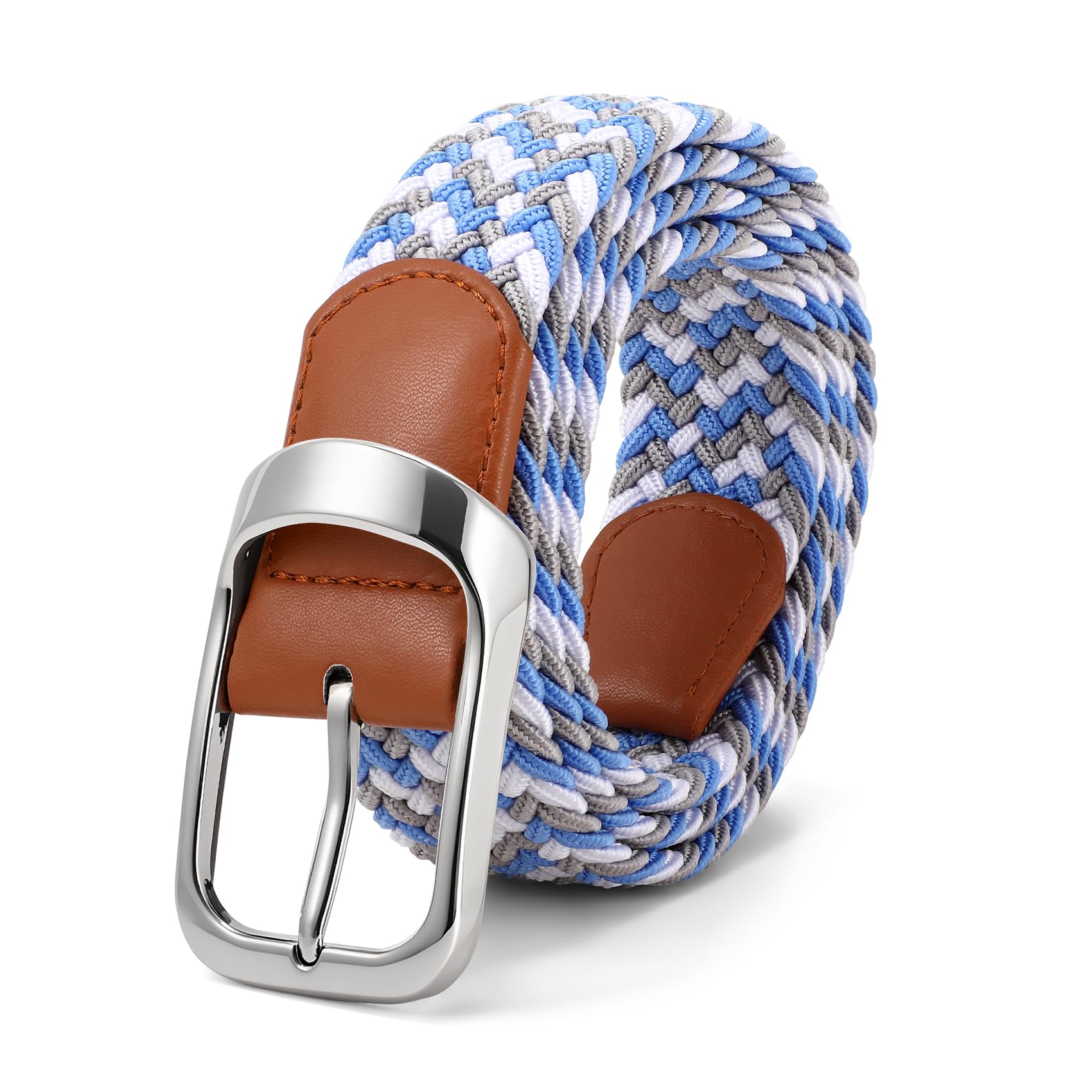 JASGOOD Stretch Belt for Men, Men Women Elastic Woven Braided Belt 1 3/8 Casual Belt Golf Belt for Jeans Pants