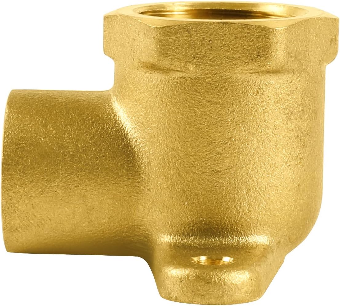 10-Pack EFIELD 1/2"FPT x 1/2"Sweat Brass 90-Degree Drop Ear Elbows for Copper Pipe Connection
