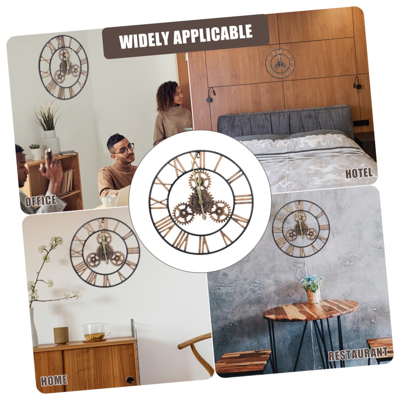 Reloj de Pared Redondo de Hierro Estilo Industrial Americano para Decoración de Sala y Dormitorio