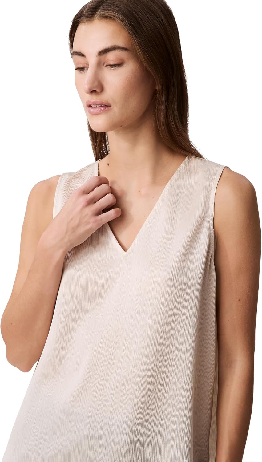 Calvin Klein Womens Plisse V Neck Tank Top - Image 4