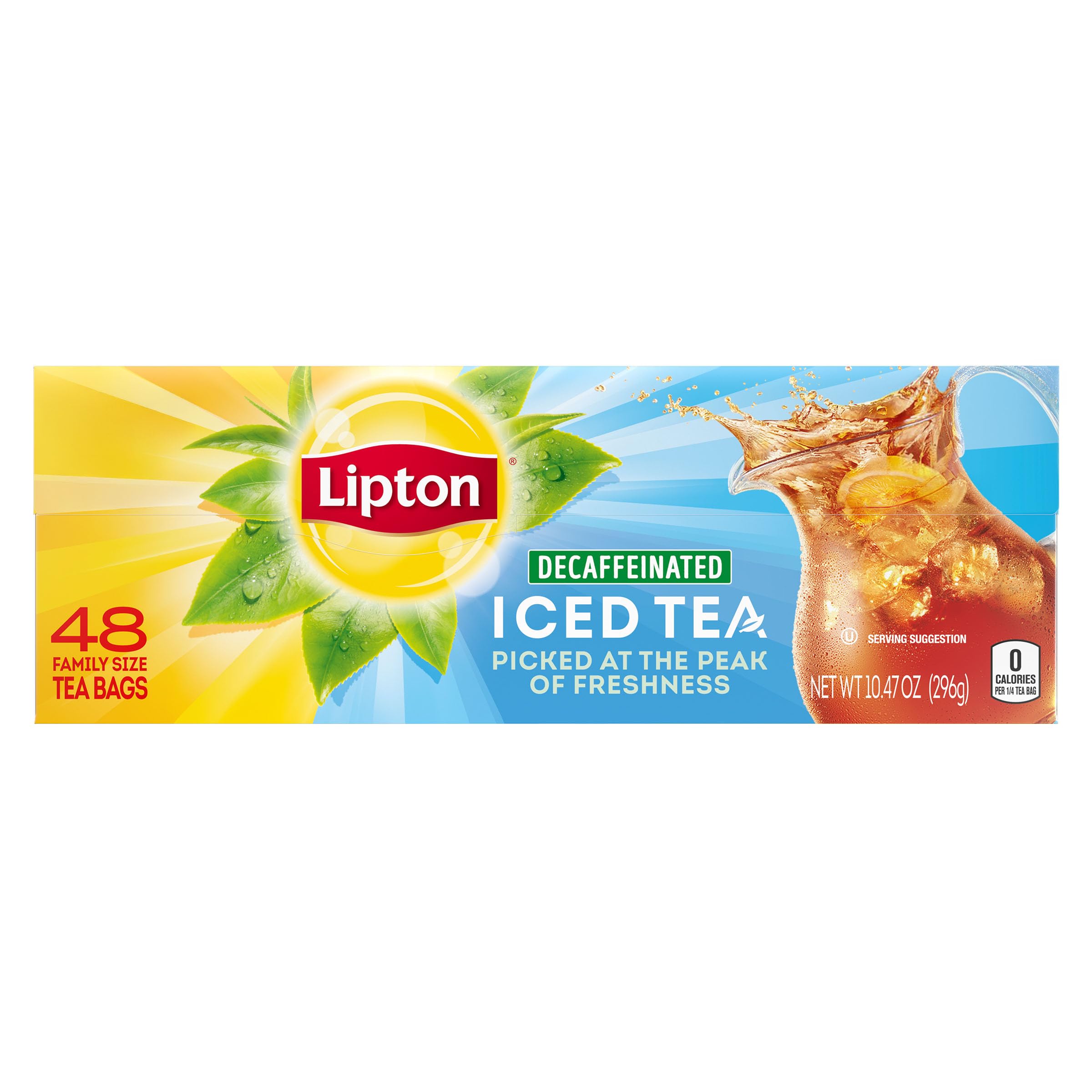 Lipton Decaf Black Iced Tea Bags, Family Size Zero Calories, 48 Total Tea Bags