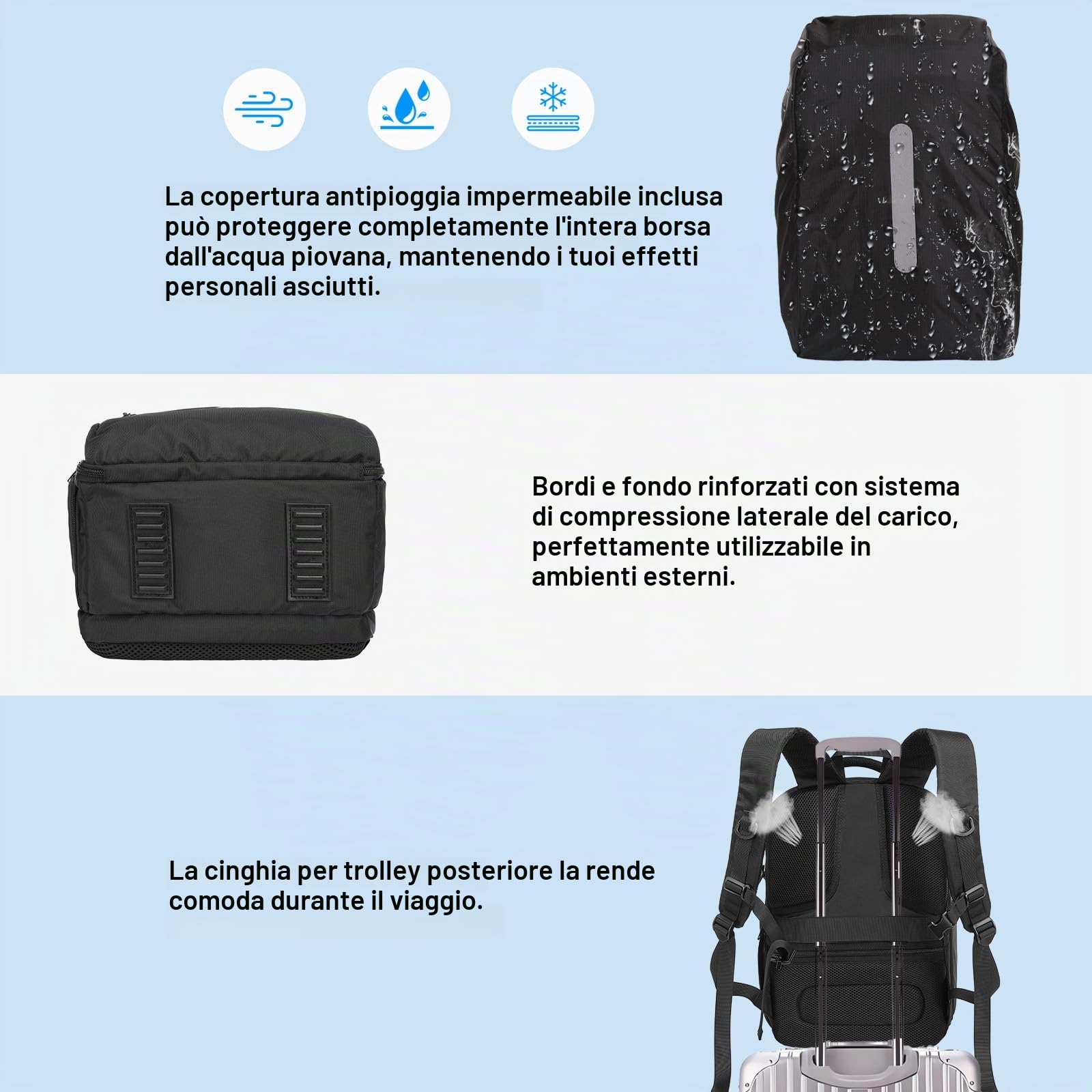 MOSISO Zaino Fotografico,Borsa Viaggio Fotocamera DSLR/SLR/Mirrorless con | Accesso Rapido Laterale E Scomparto Laptop 15-16 pollici&Rain Cover&3 Tasche Anteriori Compatibile con Canon/Nikon/Sony, Nero