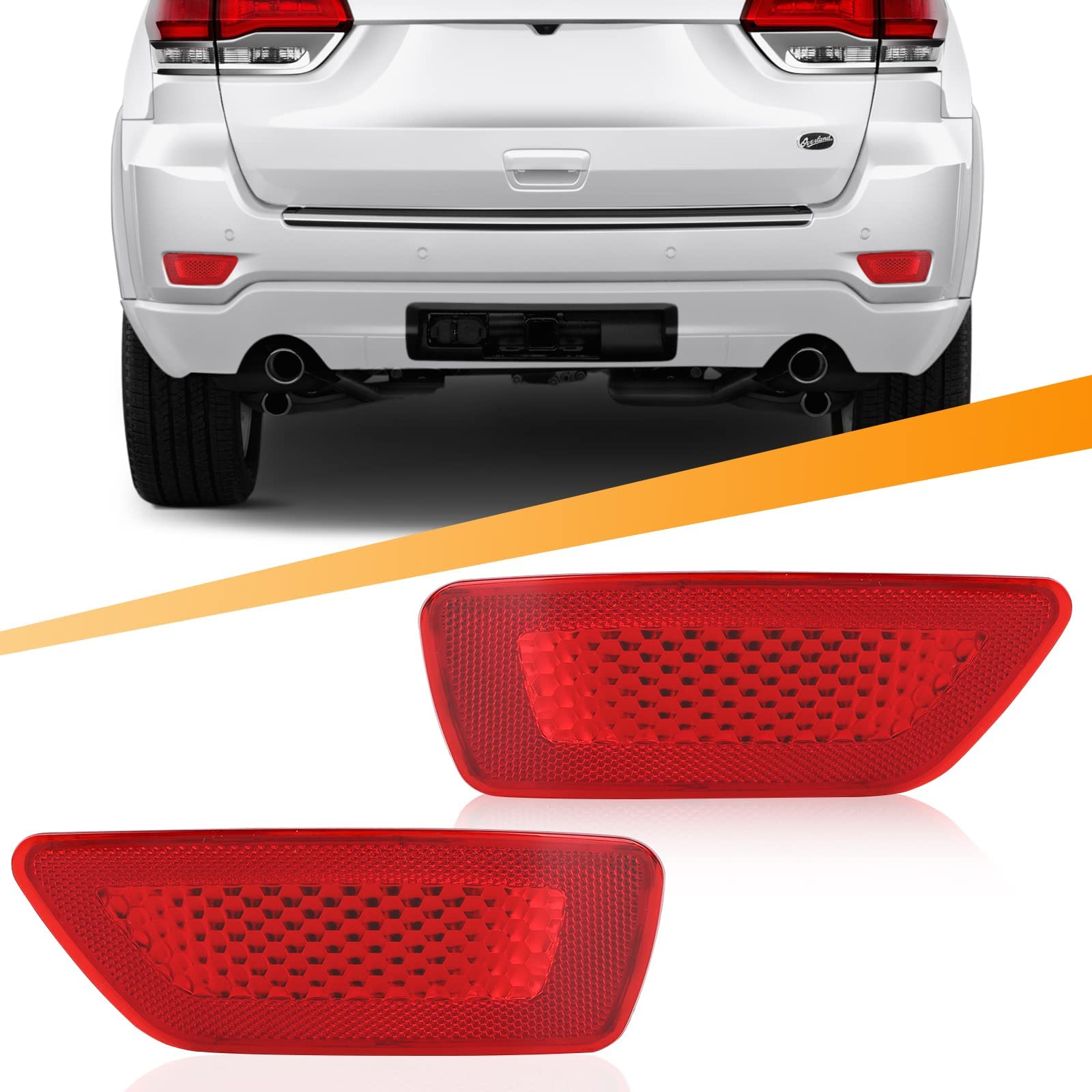 Pair Rear Bumper Reflector Lights LH & RH – Fits Dodge Journey & Jeep Compass – Red Lens