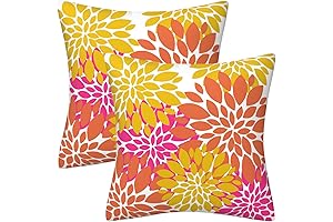 Orange Pink Yellow Dahlia Floral Throw Pillows