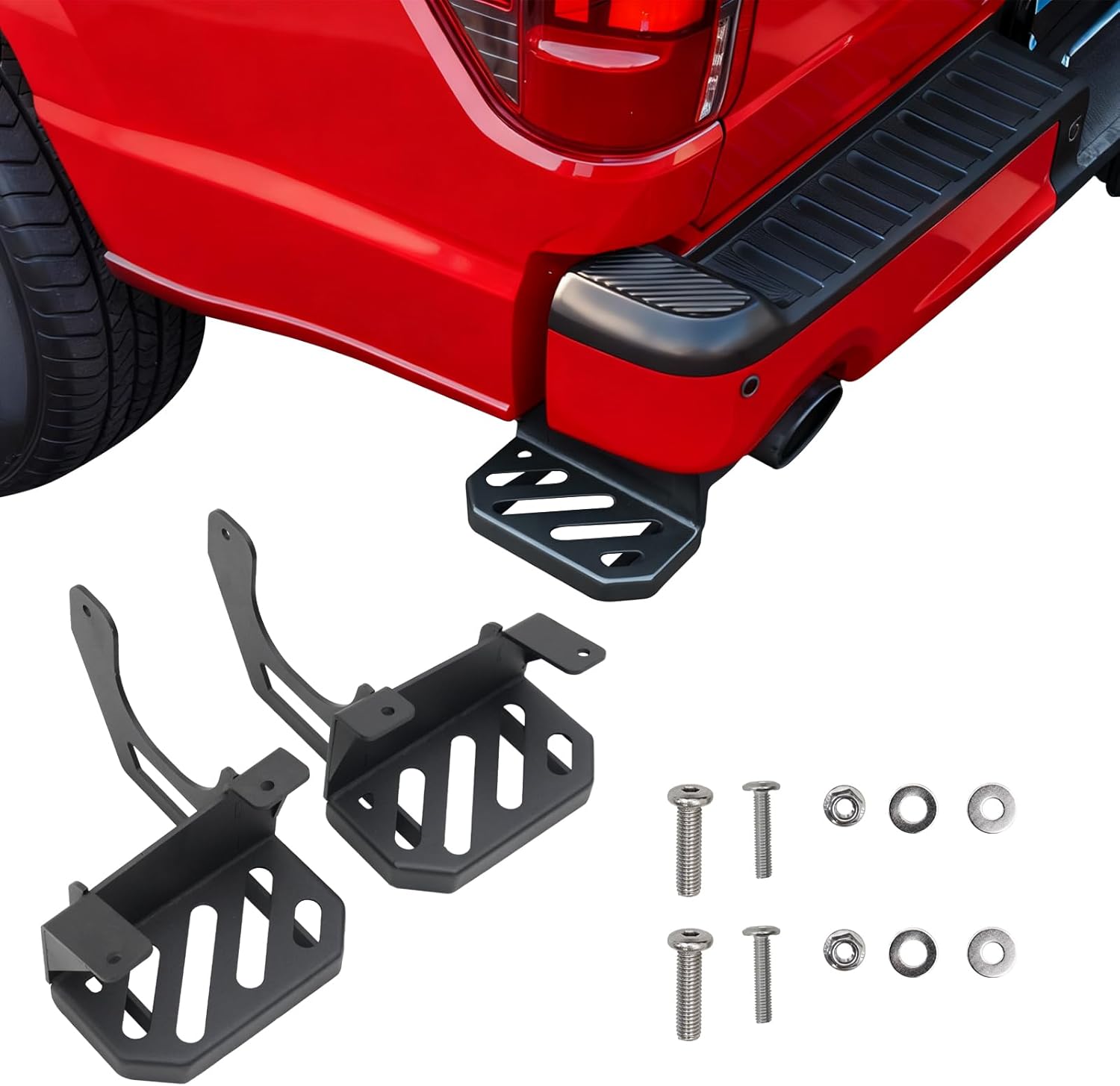 Rear Bed Step Compatible with 2024 2025 Ford F150 Tailgate Rear Bumper Side Step Carbon Steel Tailgate Truck Bed Pedal for 2024 F-150 Accessories (Driver & Passenger Side 2PCS)