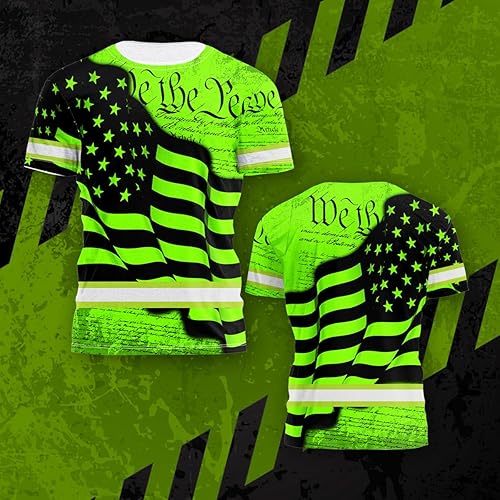 Miniatura 2 de Camisa de alta visibilidad para hombre, ropa de trabajo de seguridad con bandera de EE. UU., ropa de trabajo con nombre personalizado para