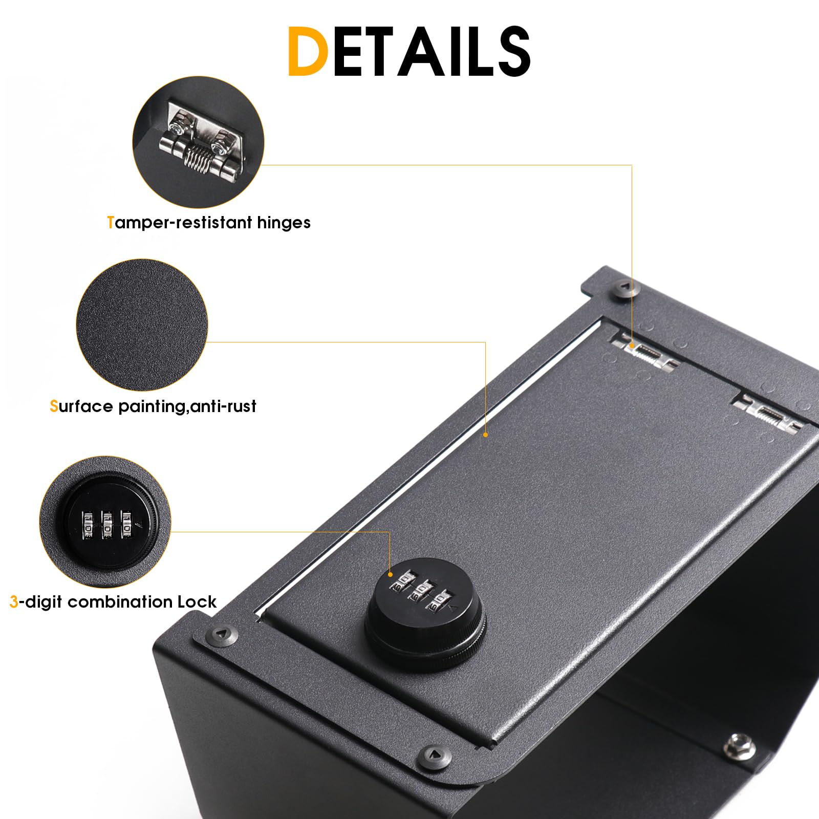 West-xingzhe Trunk Storage Organizer Box Locking Safe Box For Ford Bronco 2021 2022 2023 2024 2025 2/4 Door Interior Accessories, Rear Trunk Storage 3 Digit Combo Password, Black