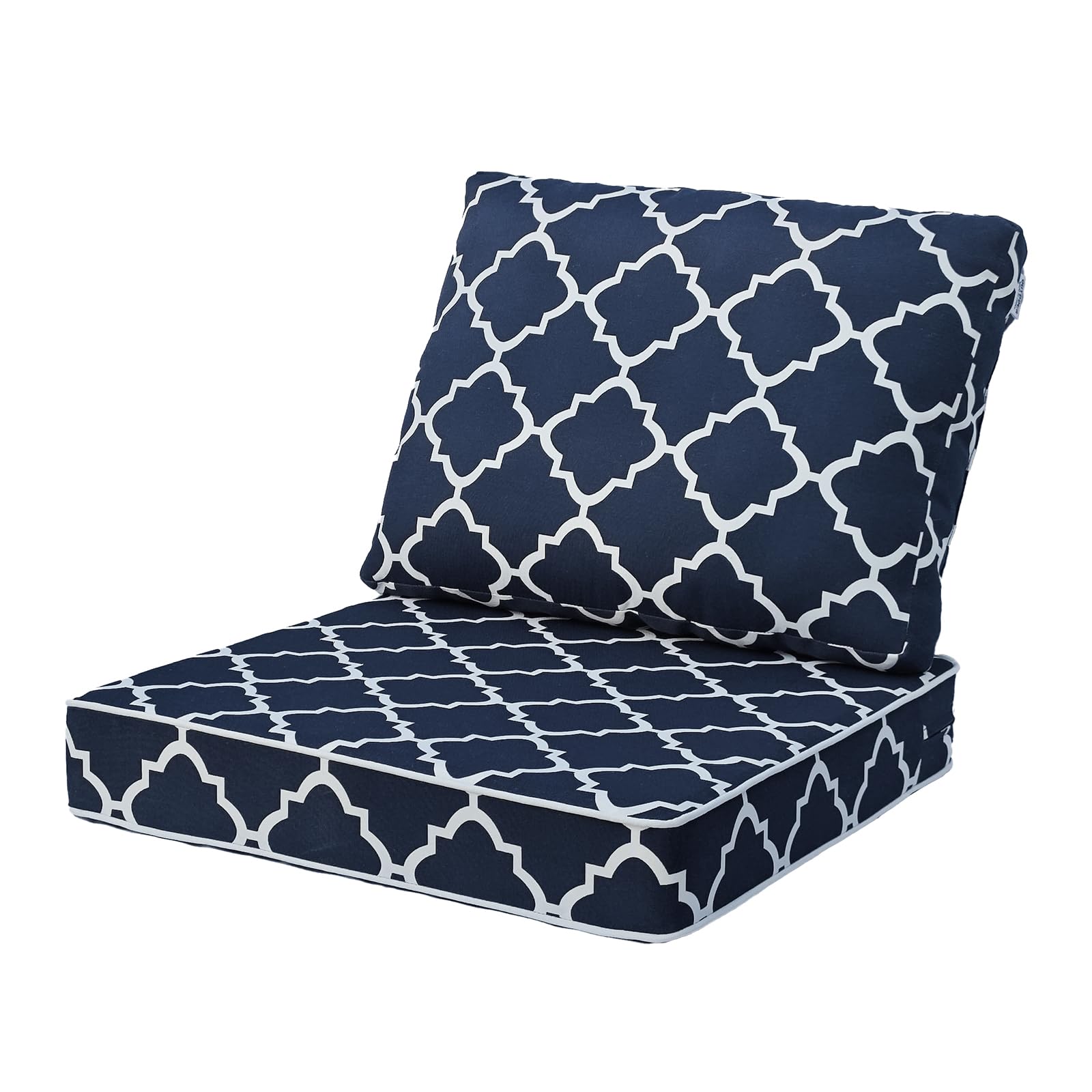 Outdoor Seat/Back Deep Chair Cushion Set for Patio Furniture - Lounge Chair Cushions with Zipper - Water-Resistant Patio Chair Cushions 22x22 Set 3 