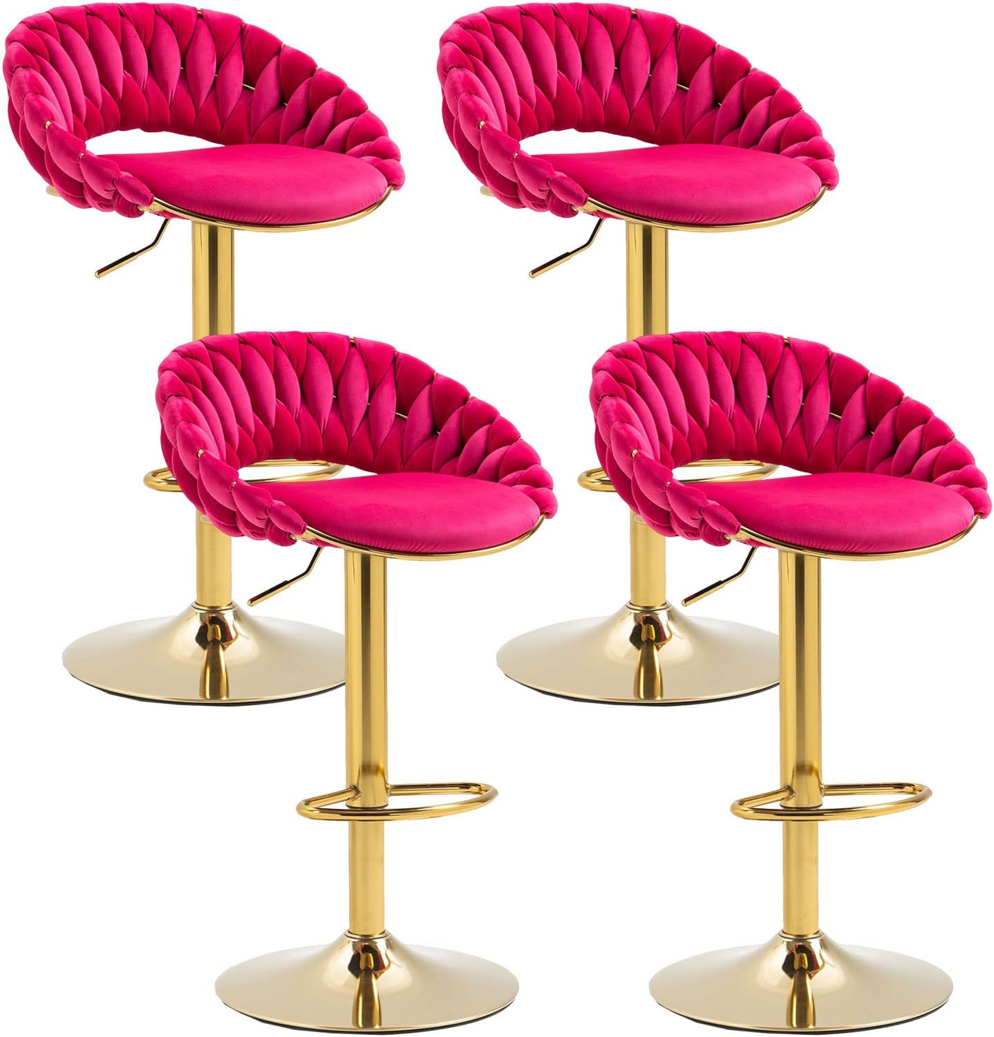 Taiweny Velvet Woven Bar Stools Set of 4, Modern Counter