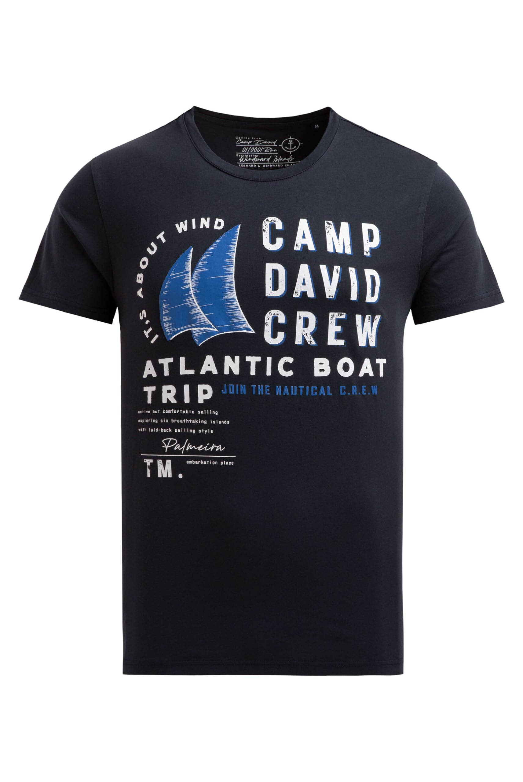 Camp David Camiseta para hombre con estampado de etiqueta