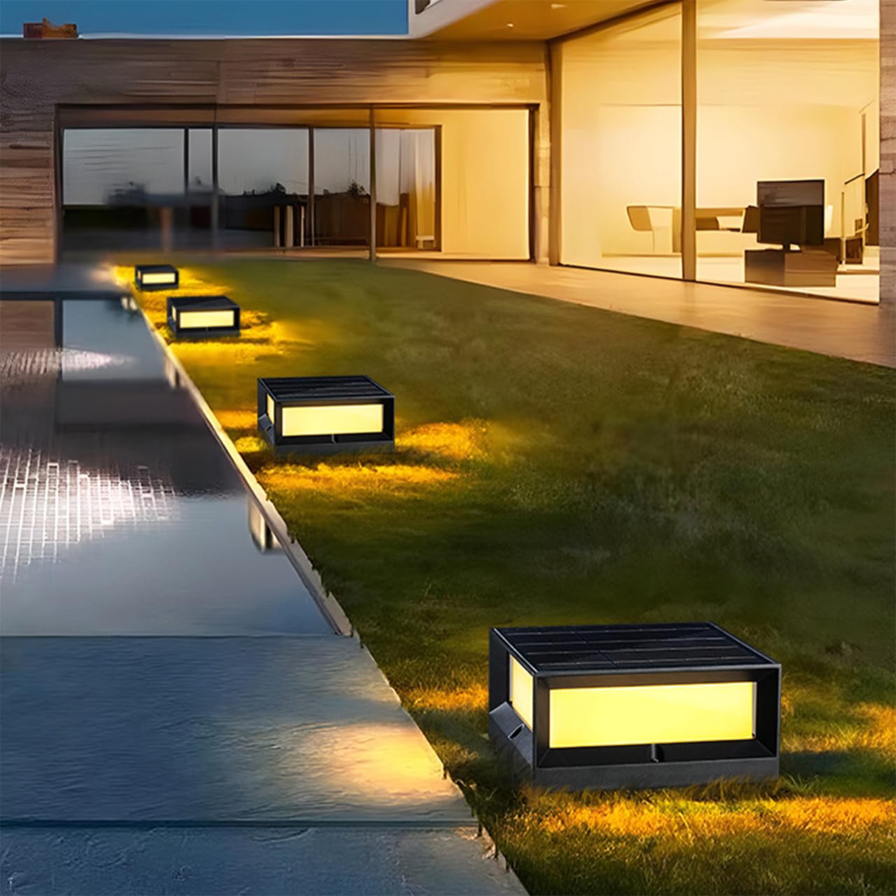 Lampada Solare da Esterno per Pilastro, Lampioni da Giardino Esterno Solari con Telecomando, 5400mAh & 3 Colore, IP65 Impermeabile Lampione da Giardino in Alluminio, Nero