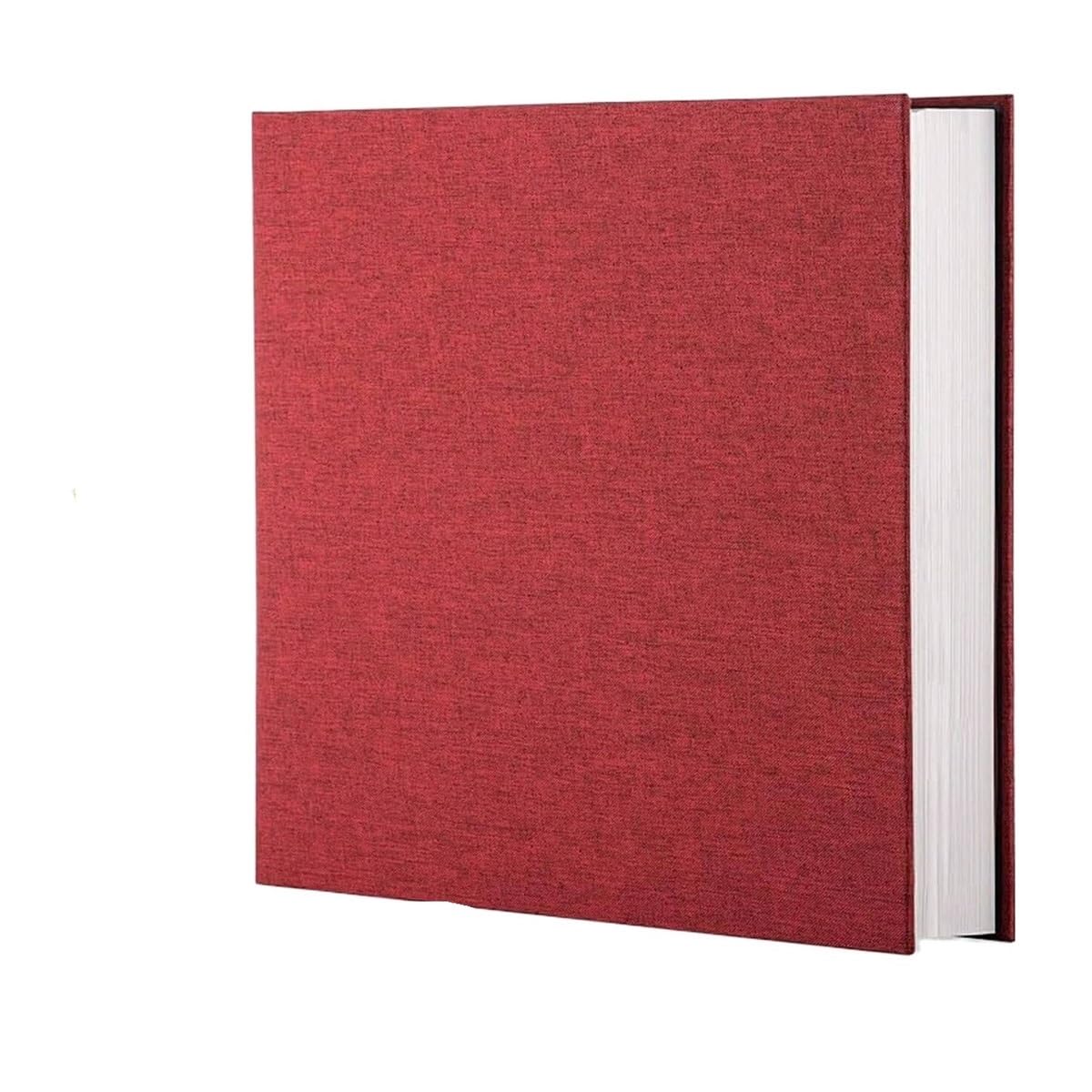 Photo Album Self Adhesive 11x10.6 Scrapbook 40 Pages Linen Cover DIY(Red)