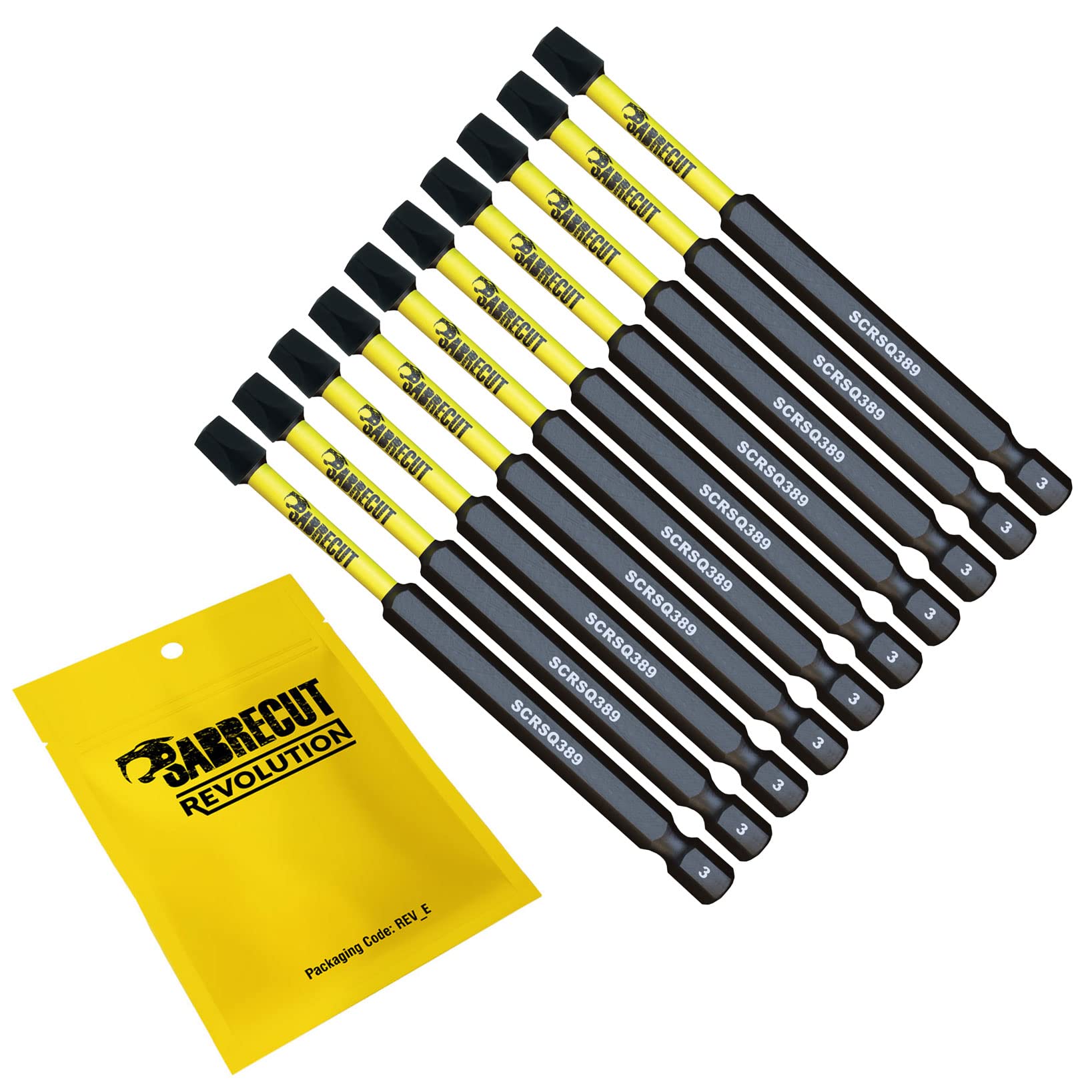 Sabrecut 10 X Scrsq389_10 89Mm Sq3 Square Magnetic Impact Screwdriver Driver Bits Set Single Ended Heavy Duty