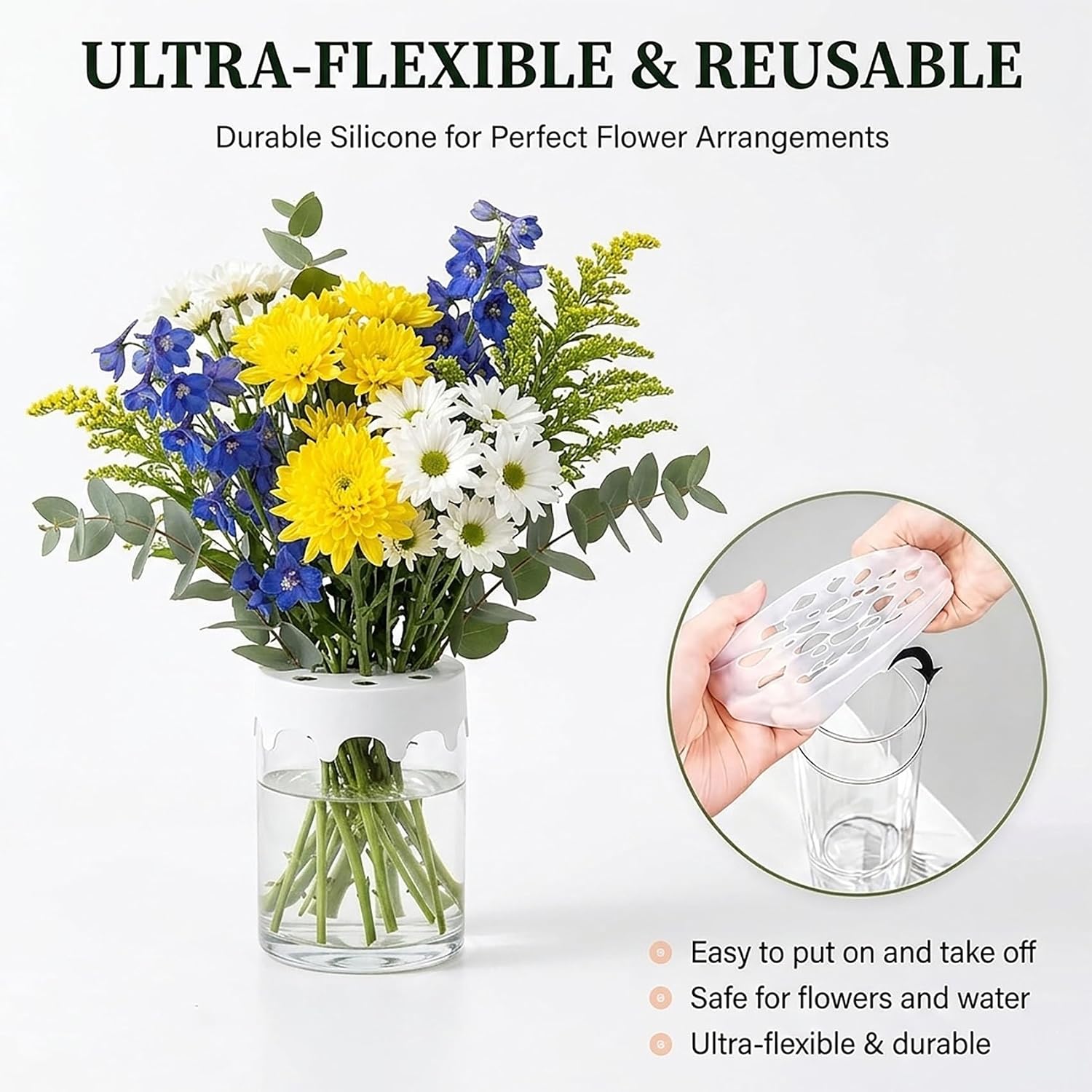 Silicone Blossom Grid Flower Arranger, Waterproof