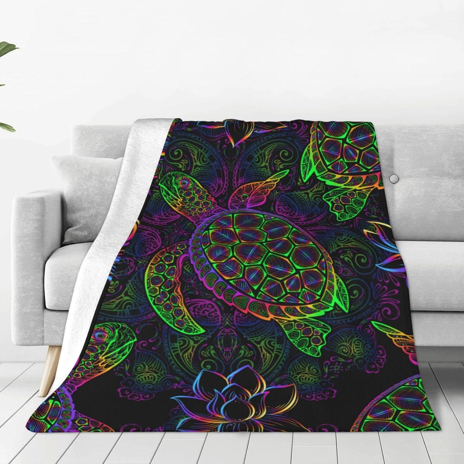 Sea Turtle Fleece Throw Blanket Soft Flannel Plush Lightweight Warm Cozy Blanket for Men Women Couch Bed Sofa Travel 60"x50"