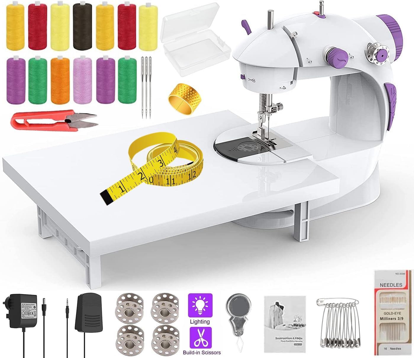 Advance Mini Sewing Machine With Table Set I Electric Silai Machine With Extension Table, Foot Pedal, Adapter And Sewing Kit-image-37
