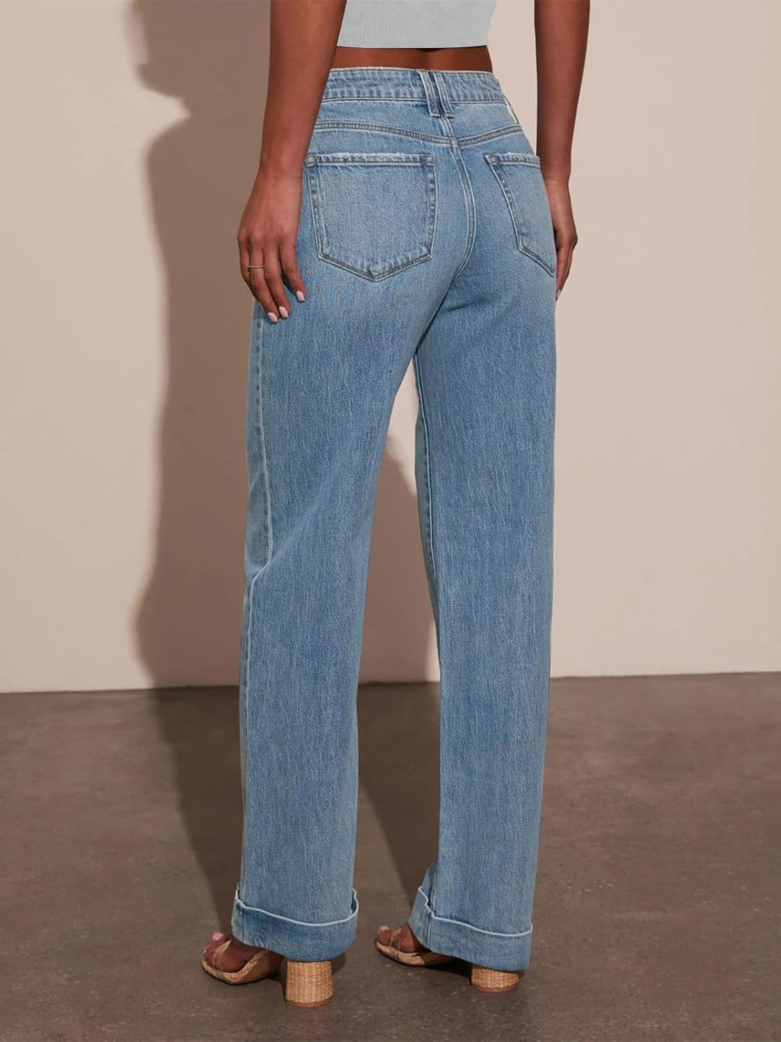 KUNMI Jeans for Women Wide Leg Baggy High Waist Boyfriends Straight Leg Stretchy Denim Pants Trendy Fall 2025