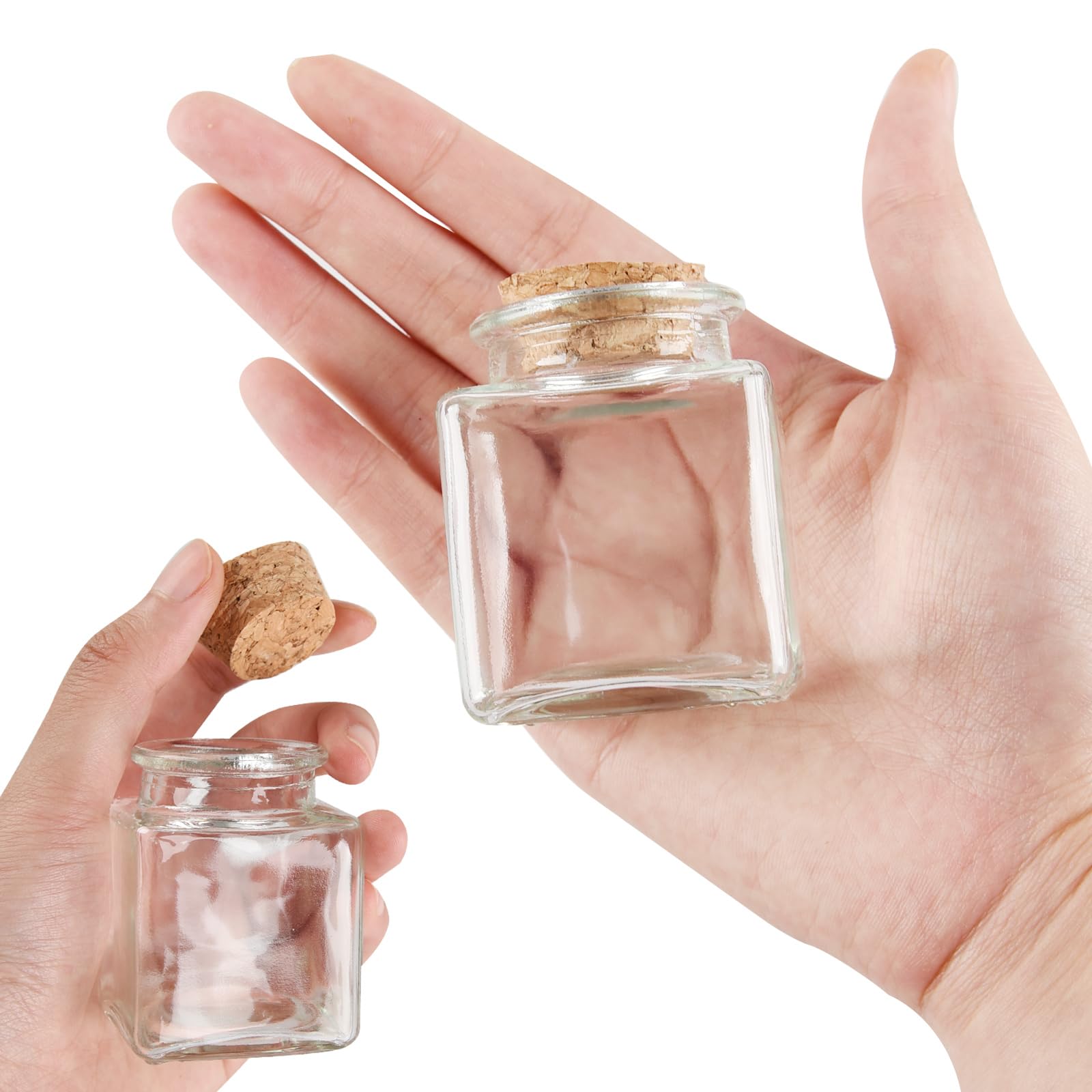 20 Barattolini In Vetro Con Tappo Sughero 50ml - Per Bomboniere, Matrimonio, Natale, Fai Da Te - Foto 6