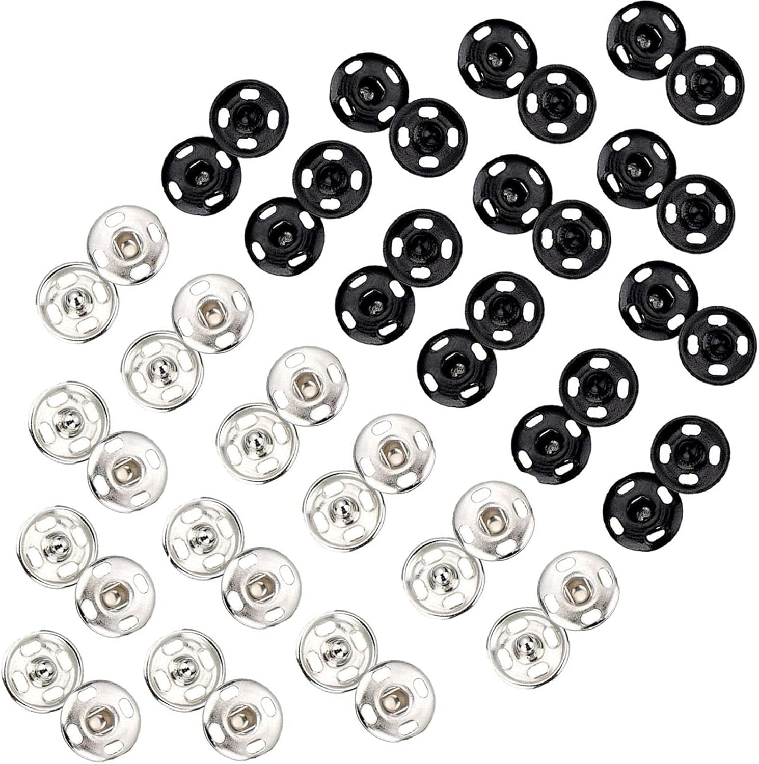 48 Sets Poppers Fasteners Kit,Press Studs Snap Fasteners Sew On Black