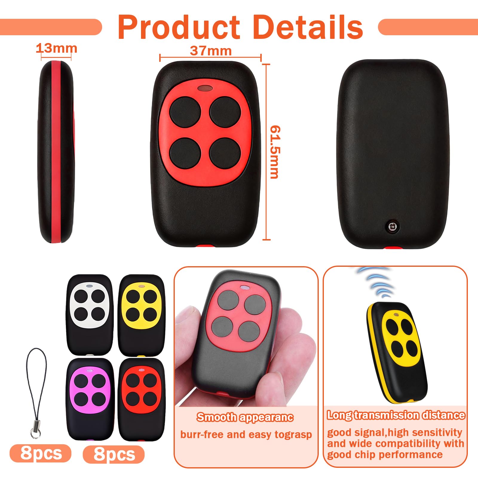 Telecomando Universale Per Porta Garage 433 MHz – 4 In 1 Rolling Code E Fisso, Compatibile Con Oltre 90 Marche, Rosso