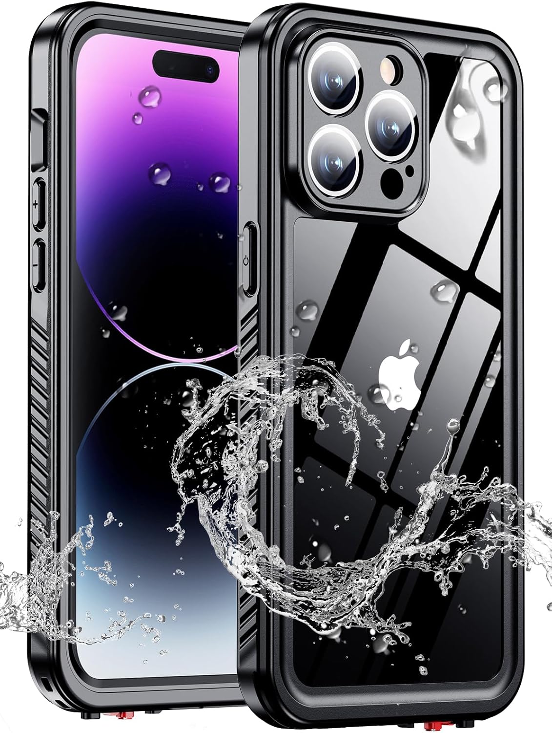 for iPhone 14 pro case Waterproof,[IPX8 Underwater Case][Full Body Shockproof & 15FT Military Dropproof][Built-in Screen Protector][Dustproof]Clear Sound Quality for iPhone 14 pro case 6.1 inch-Black