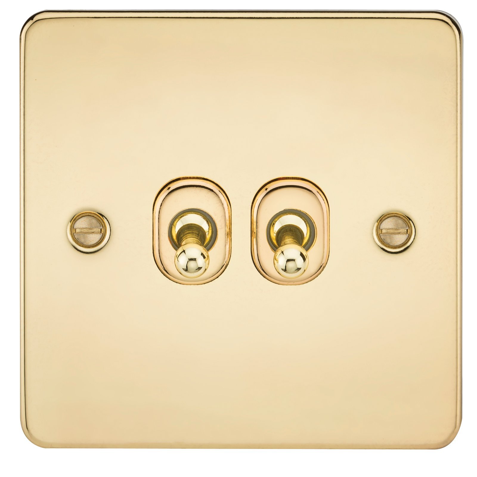 Knightsbridge FP2TOGPB 10 A 2G 2-Way Toggle Switch with Flat Plate, Polished Brass
