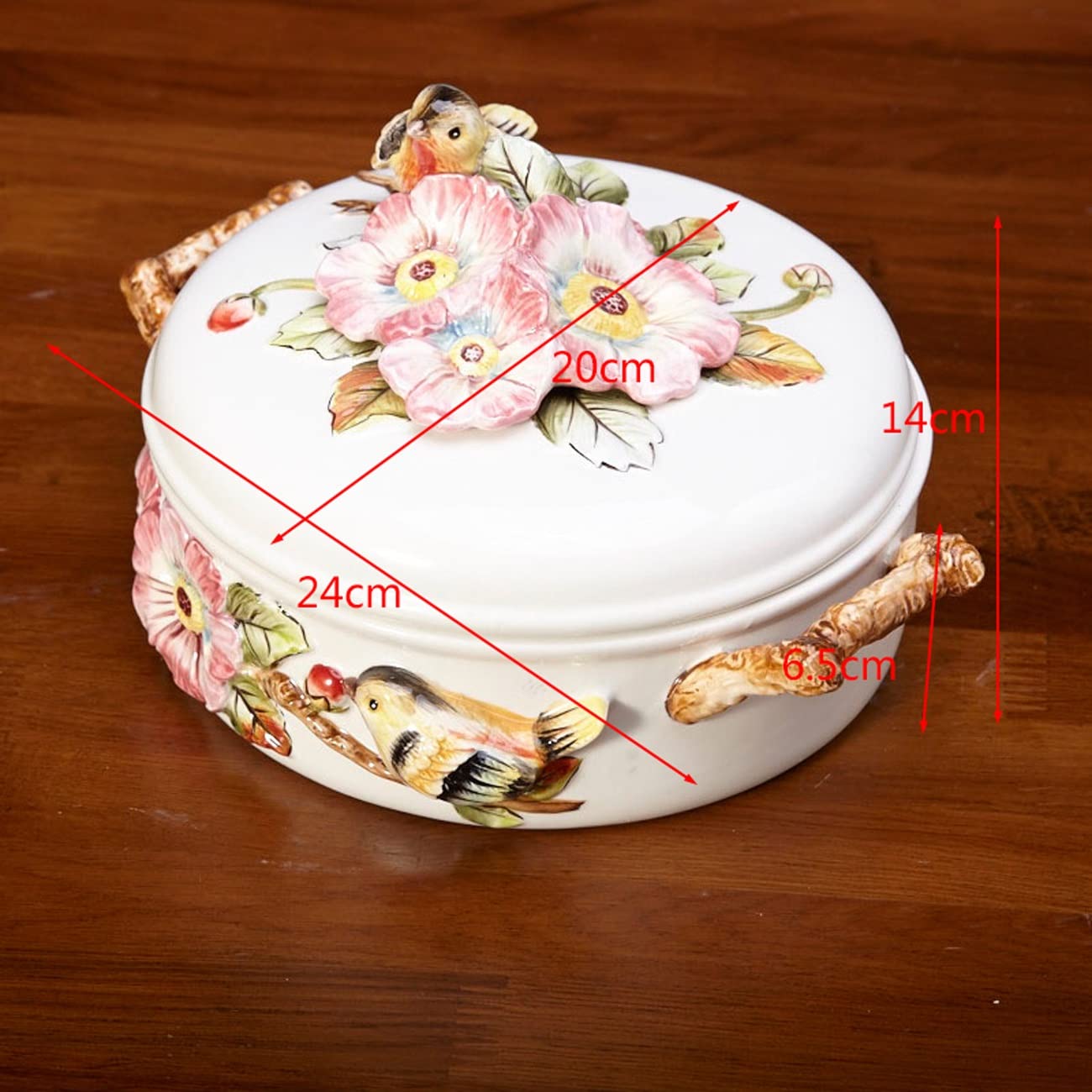 AVFORA Bol à Fruits avec Couvercle, Assiette à Fruits en céramique de Style Ferme, Plateau de Stockage de collations, Bonbons, Noix, Fruits secs